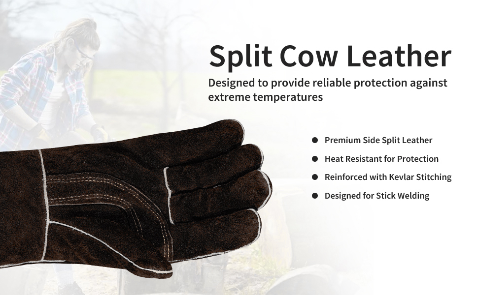 split cow leather glove