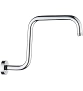 BRIGHT SHOWERS 13 Inch Shower Head Extension Arm with Flange S Shaped High Rise Extender, Long St...