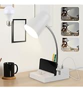 LALISU Study Desk Lamp with USB Charging and Type-C Night Light, Gooseneck LED Table Lamp Steples...