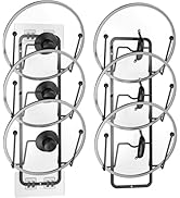 2 Pack Pot Lid Organizer for Cabinet, 2 in 1 Wall Mount & Adhesive Pot Lid Holder Rack for Kitche...