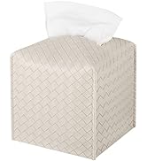 Tissue Box Cover PU Leather Tissue Holder Square Facial Tissue Case Facial Paper Organizer Dispen...