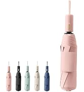 French Style Travel Compact Folding Umbrella with 7CM(2.76in) Hook and Loop Strips/8Ribs/Lightwei...