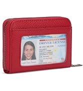 SENDEFN Leather Wallet Women RFID Blocking Small Compact Wallets Credit Card Holder with ID Window
