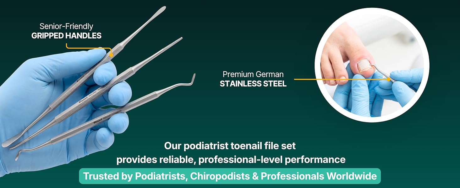 Blizzard podiatry nail file designed for smoothing thick nails, hard skin, and rough nail edges.