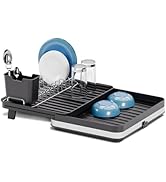 Home Zone Living Large Collapsible Dish Drying Rack with Adjustable Length and Utensil Caddy