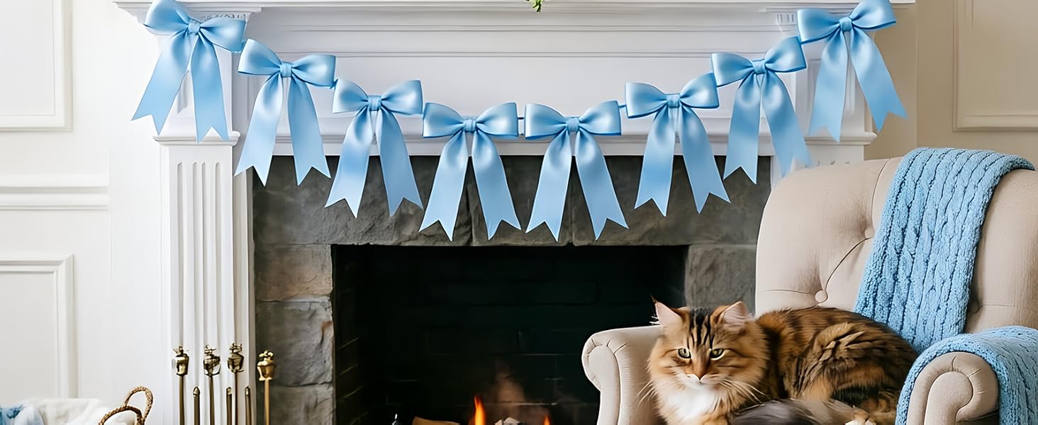 blue bow garland