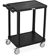 TUFFIOM 2-Tier Plastic Service Utility Cart, Rolling Flat Cart with Wheels, Large Capacity, Multi...