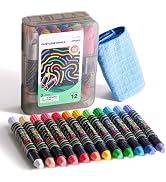 Jar Melo Dustless Chalk for Kids, 12 PCS Sidewalk Chalk Set with Holder, Washable and Non-Toxic, ...