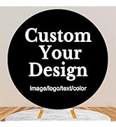 BELECO 7.2ft Custom Round Backdrop Personalized Circle Backdrop Cover Customized Your Image Logo ...