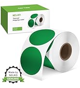 Nelko Genuine 2 Inch Green Circle Thermal Stickers Labels, Compatible with Nelko PL70E Label Prin...