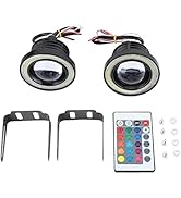 Yuecoom 30W RGB Car Angel Eye Fog Light, Angel Eyes, Round COB LED Lamp, Angel Eye Fog Lamp, Ligh...