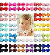 50 Pieces 25 Colors in Pairs Baby Girls Fully Lined Hair Pins Tiny 2" Hair Bows Alligator Clips f...