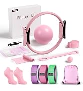 Pilates kit for Women Home Workout, Pilates Equipment Ring and Ball Set with 3 Fabric Resistance ...