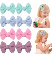 Choicbaby 8 PCS Baby Hair Clips 3” Fabric Girl Hair Bows Baby Barrettes Accessories with Alligato...