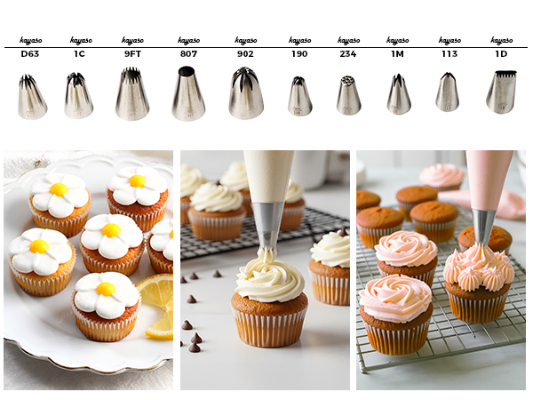 kayaso stainless steel icing piping nozzles, icing tips set large all size
