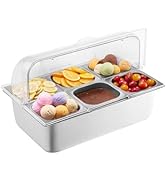VEVOR Countertop Food Serving Display Container, 6 Pan Stainless Steel Food Serving Tray, Buffet ...