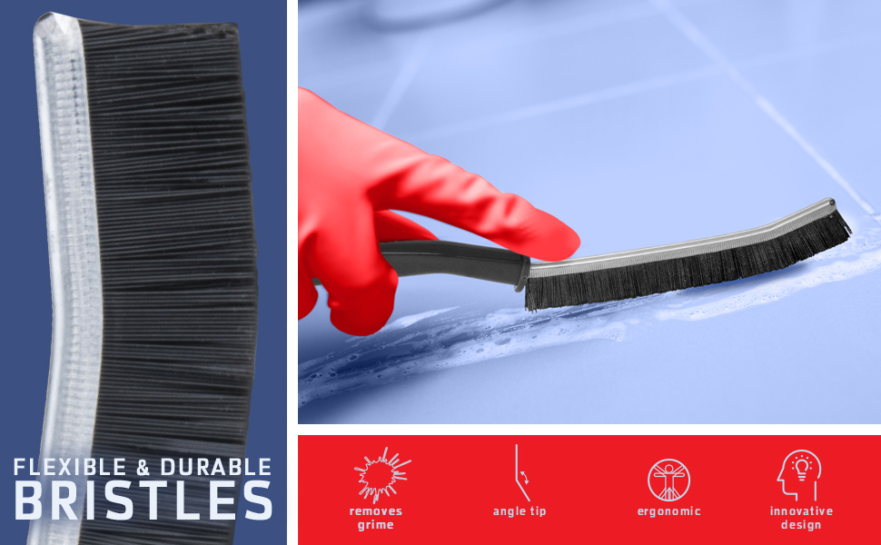 FAYINA Grout Scrubber Deep Clean Tile Brush - for Showers, Bathtubs, Kitchens - Mutli-Surface, Angle