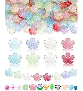 FIVEIZERO 300PCS Acrylic Cherry Blossom Flower Beads, 8 Colors Sakura Floral Bead Caps Charms for...