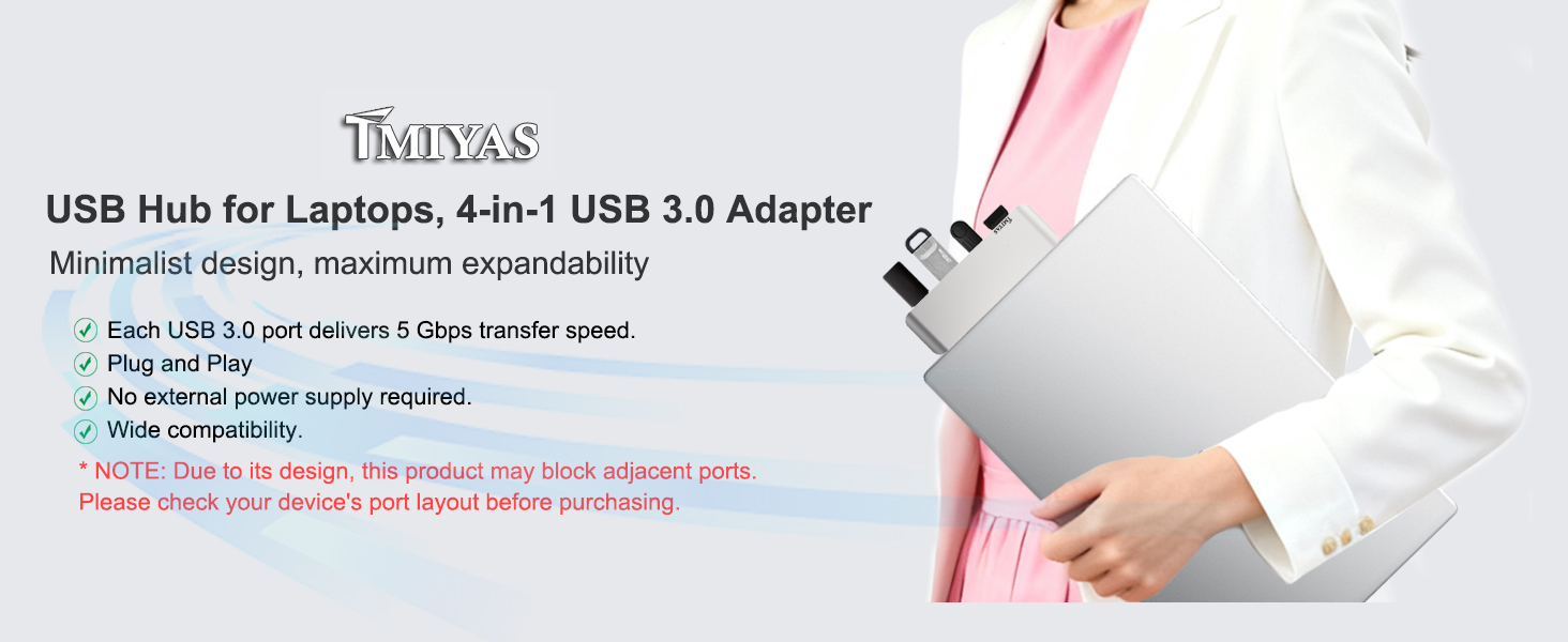 USB 3.0 Ultra Slim 4-Port USB Hub,Solving the problem of limited USB slots.
