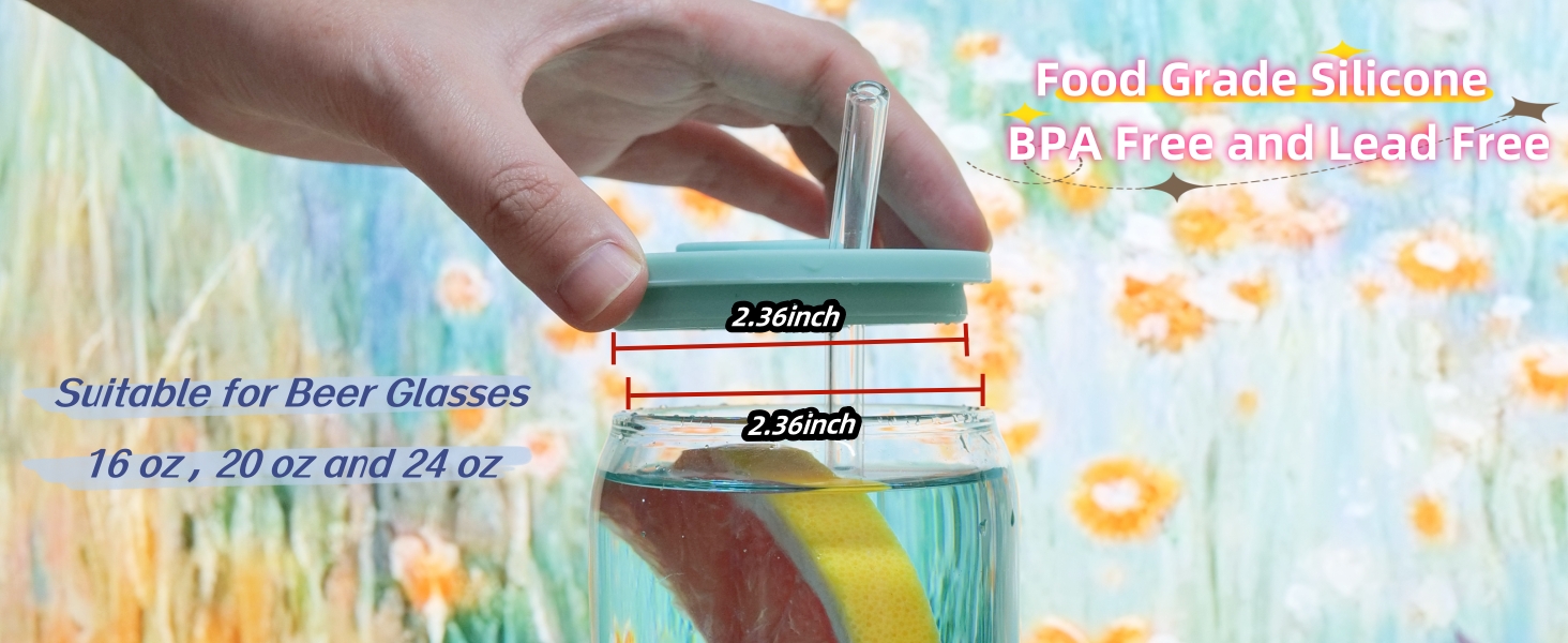 TERESRY 4 Pack Silicone Lids for Glass Cups