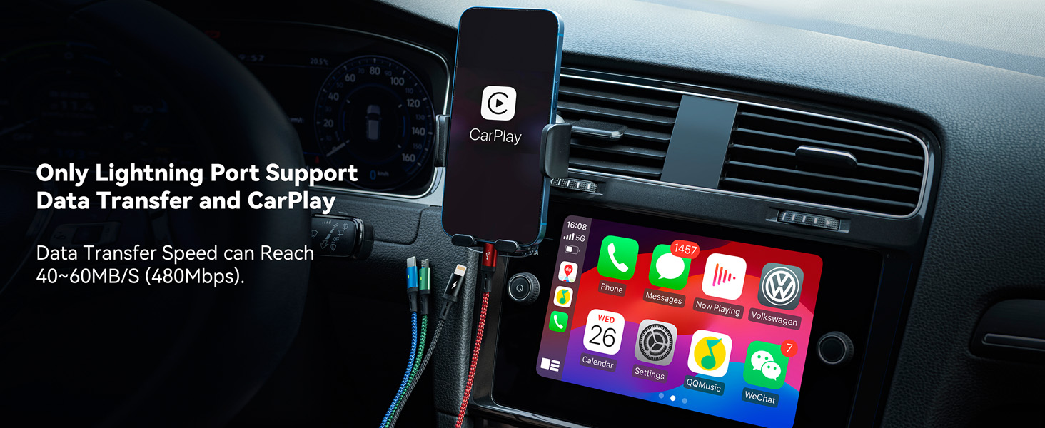 4 in 1 universal charger cable Lightning port support data transfer and carplay