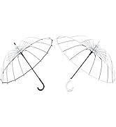 Meichoon Clear Umbrella for Rain Wedding 16 Ribs Big Size Windproof Auto Open See Through Travel ...