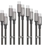 ZEDKO USB C to USB C Cable 5 Pack (3FT×3 + 6FT×2) 60W Fast Charging Braided Type C Cord, USBC Dat...