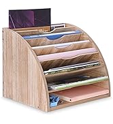 WuGeShop Fan Shaped File Organizer, 7 Tier Desk Paper Organizer File Holder, Desktop Large File S...