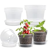 9 Pack 8/7/6 Inch Clear Nursery Pots for Plants with Saucer, Transparent Plastic Plant Pots with ...
