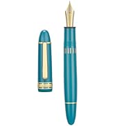 Yongsheng Junlai 630 Acrylic Fountain Pen, Size 8 Medium Nib with Piston Filling System, Indigo B...