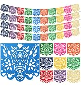 Antenda Dia De Los Muertos Decorations 4 Pcs Felt Colorful Papel Picado 40 Feet Mexican Party Han...