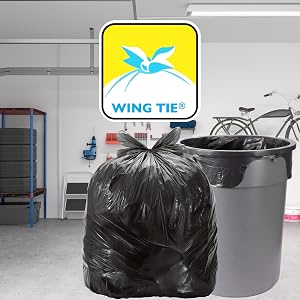 wing tie black trash bag