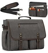 RAINSMORE Mens Messenger Bag 17-17.3 Inch Computer Laptop Bag Water-resistant Vintage Canvas Brie...