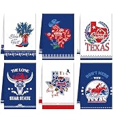 VISSTREE Texas Bluebonnets Kitchen Towels, 6 PCS Texas Souvenirs Gifts Dish Towels, Absorbent Blu...