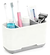 Multi-Slot Removable Toothbrush Holders with Drainage Base, Ventilated Multifunctional Bathroom O...