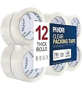 PANDRI Clear Packing Tape, 12 Rolls Heavy Duty Packaging Tape for Shipping Packaging Moving Seali...