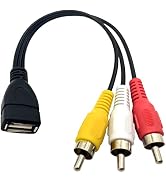 Halokny USB to 3 RCA Cable, 8 inch USB 2.0 A Female to 3RCA Male Audio Video Capture Card AV Comp...
