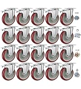 5 Inch Heavy Duty Casters with Brake - Set of 20, 1400lbs Capacity, Double Ball Bearing Non-Marki...
