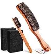 4 Pcs Horsehair Felt Hat Brush Kit with Cleaning Sponge Cowboy Clean Hat Wood Fedora Hat Cleaning...