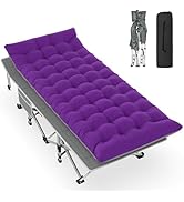 Slendor Folding Camping Cot with Mattress, 74" L x 28" W x 15" H Camp Cots for Adults, Portable S...