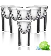 Goldmeet Mini Shot Glass Set, 0.5oz/15ml 6pcs Clear Bullet Cups with Heavy Base, Cute Whiskey Gla...