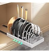 Pull Out Pots and Pans Organizer Under Cabinet, Sliding Lid Holder and Pan Rack in Kitchen, Slide...