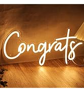 SYLHOME Congrats LED Neon Light Sign for Wedding Birthday Party Graduation Gifts Background Wall ...