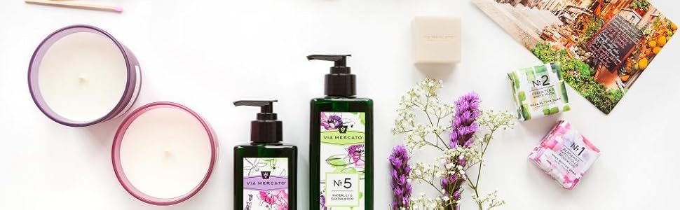 Via Mercato Collection - A curation of candles, bar soaps, liquid soaps, candles, & more.