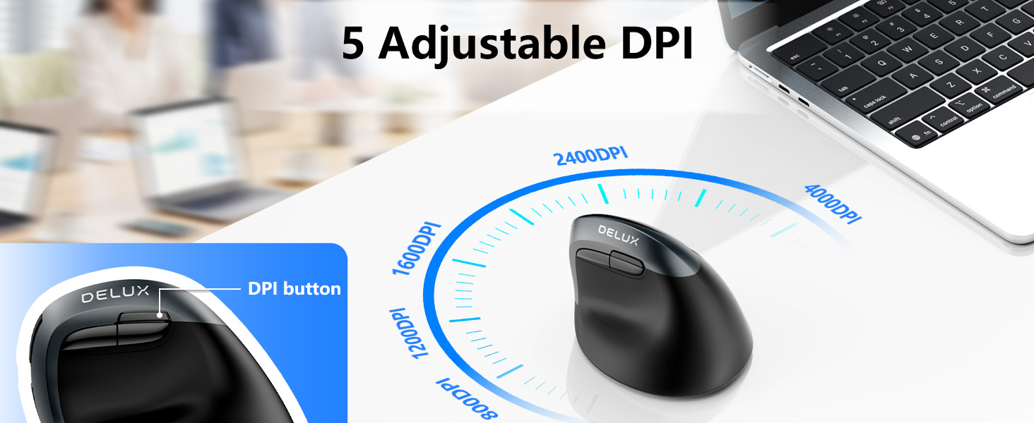 DELUX Wireless Ergonomic Mouse