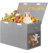 Large Toy Storage Box with Lid Divider, Sturdy Collapsible Toys Organizer Chest Kids Storage Bins...