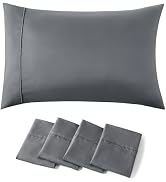 Bedsure Queen Pillow Cases Set of 4 - Dark Grey Brushed Microfiber Pillowcases 4 Pack, Super Soft...