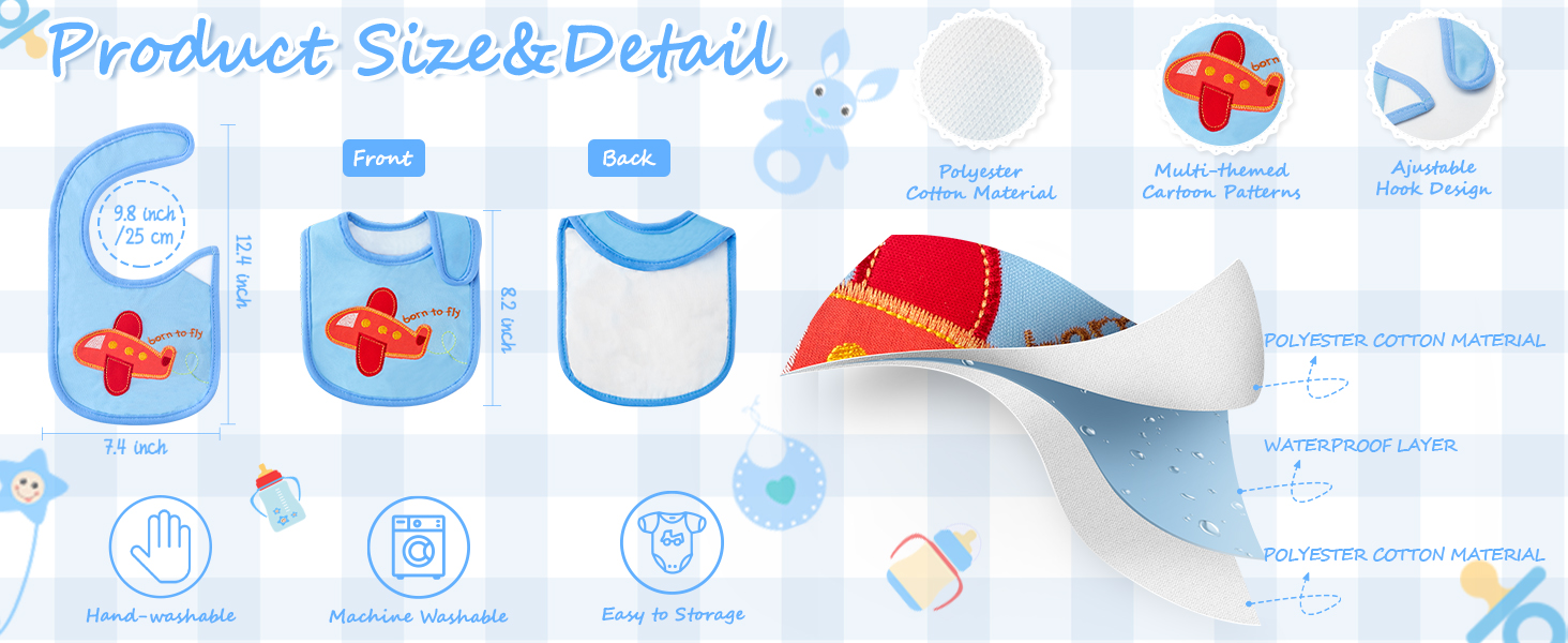 YA-Blue Baby Bibs 7P