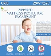 Crib Mattress Protector Waterproof - Zippered Encasement Cover for Baby