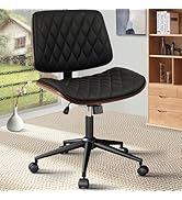 CLATINA Home Office Desk Chair with Wheels, Adjustable Height Armless Office Chair, PU Leather Mi...